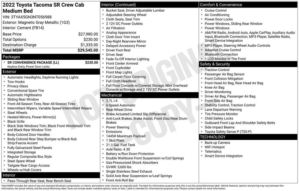 2022 Toyota TACOMA SR SR