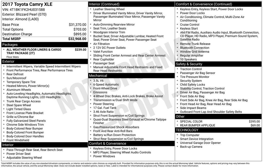 2017 Toyota CAMRY XLE