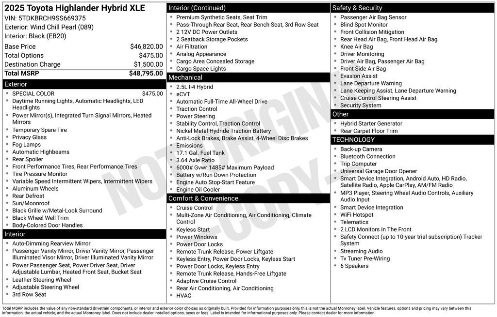 2025 Toyota Highlander Hybrid XLE