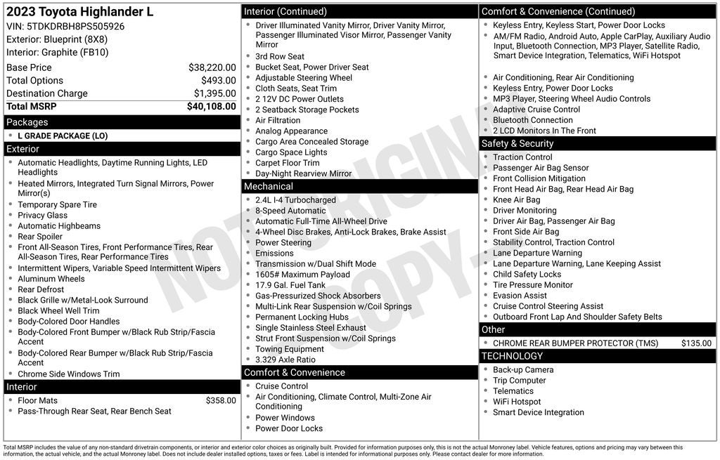 2023 Toyota HIGHLANDER L
