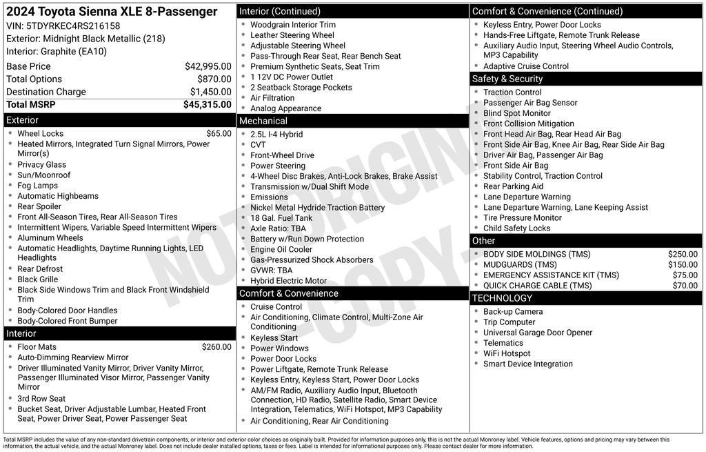 2024 Toyota Sienna XLE 8 Passenger