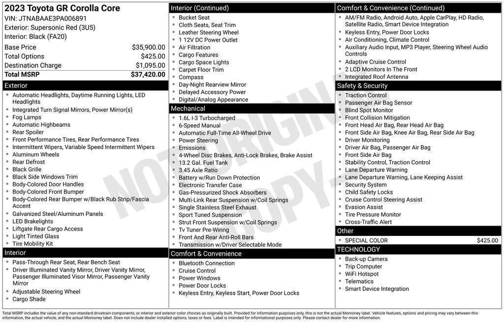 2023 Toyota GR COROLLA Core